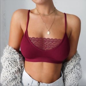 Red lace bralette